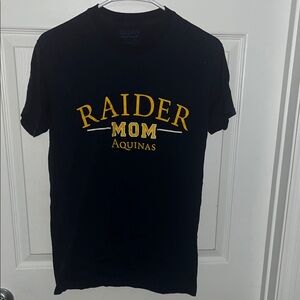 Gildan Navy Tee with Gold 'Raider Mom Aquinas' Design